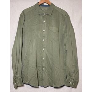 Tommy Bahama Tencel Lyocell Cotton Blend Shirt Mens XL Green Pigment Dyed Soft
